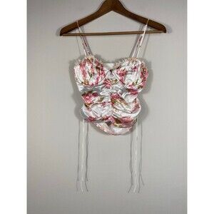 For Love and Lemons Floral Satin Crop Top- Small
